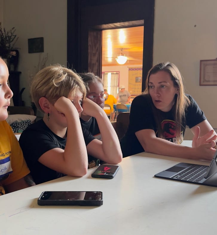 Teacher sharing a bible lesson with children.